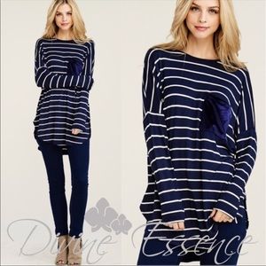 LAST ONE! Velvet Pocket Striped Tee